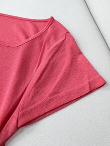 Resyla 219# Camiseta de mujer de manga corta con ajuste slim, tejido de bambú de 140 costillas, color #29 - Rosado Sandía - Ver 6