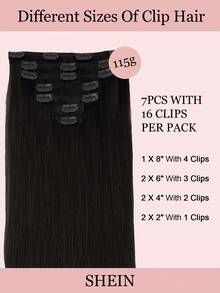 7 CÁI Kẹp Tóc Thẳng 100% Tóc Thật 14-24 Inch 115G Kẹp Tóc Vô Hình Sợi Ngang Đôi Remy Tóc Người Tự Nhiên Cho Phụ Nữ Cô Gái Sử Dụng Hàng Ngày - S1B - Xem 3