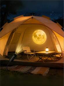 Teckwe 1 Piece ABS Material LED Starry Sky Moon Night Light Dimmable Long Lasting Quiet Operation Easy To Use USB Powered Soft Light Logo Projection Creative Star Pattern Romantic Ambient Lighting - Multicolor - View 3