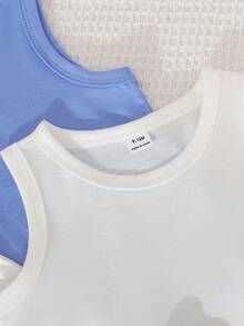 SHEIN 5件套休闲白色针织无袖背心，适合叠穿、外出、休闲穿着、旅行，适合6个月至3岁的男婴。