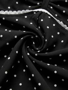 Attitoon Women's Casual Vacation Tank Top, Flutter Sleeves, Asymmetric Hem, Babydoll, Summer For Women, Polka Dot Top, Summer Spring Beach - Multicolor - View 9