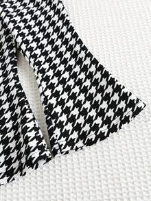 TaviRue Babygirl Cute Knit Patchwork Polka Dot Mesh Top & Houndstooth Flare Pants Set Summer Outfits/Summer Clothes - Multicolor - View 7