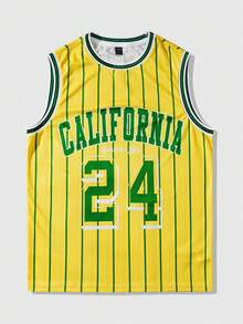 ROMWE MEN Prep Camiseta de tirantes casual con estampado #24 para hombre - Amarillo - Ver 1