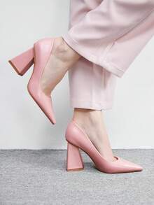 CUCCOO BIZCHIC New Pointed Toe Low Vamp Sexy Elegant High Heels For Women Spring Shoes Spring Break Easter Valentine's Day - Baby Pink - View 3