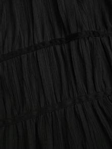 Sweetra 2pcs/Set Jumpsuit Tanpa Lengan Minimalis Warna Polos dengan Ikat Pinggang - Hitam - View 4
