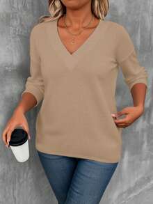 EMERY ROSE Áo thun nữ tay dài in họa tiết kaki cỡ lớn - Nhiều màu - Xem 3