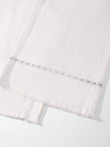 GlowEve Women's Casual Vacation Style Frayed Hem Loose Wide Leg Jeans, Belt Not Included - White - View 6