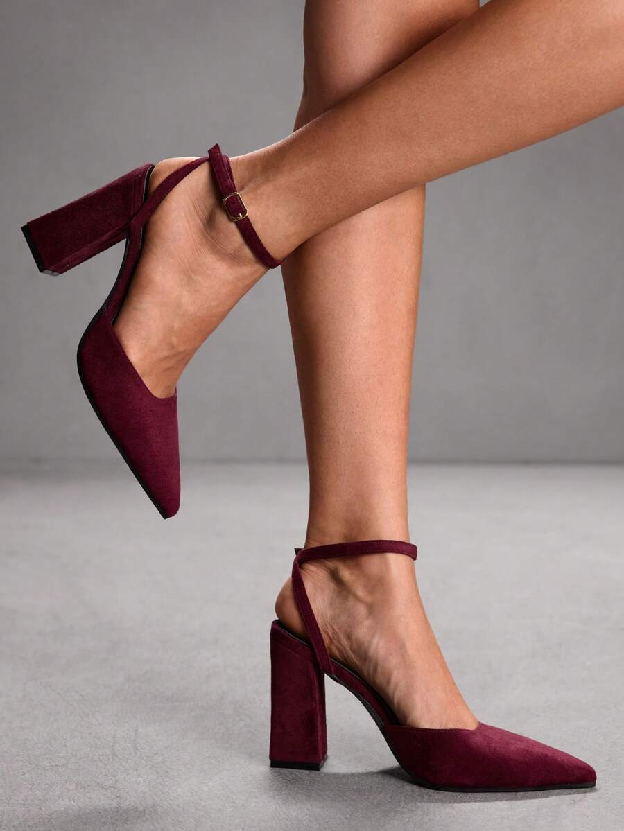 CUCCOO SZL Damen Schuhe mit grobem Absatz, Knöchelriemen, vielseitig einsetzbar für Party, Bankett und Alltag, spitzer Absatz