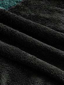 SWAVVY Men's Patchwork Fleece Sweatshirt, Autumn/Winter - Black - View 5