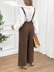 Boho Mama Spodnie ciążowe, casualowe, sprane, vintage, dżinsowe, ogrodniczki, wiosna, Boże Narodzenie, Nowy Rok, Święto Dziękczynienia, dojazdy, wakacje, ukończenie szkoły, szykowne, Y2K, urocze, streetwear, impreza, wesele, eleganckie, biznesowe, casualowe, damskie - Brązowy - Zobacz 2