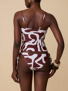 Swim Chiccia Women's Sexy Beach Vacation Style All-Over Print Chest Hollow Tankinis Swimsuit - Multicolor - View 2