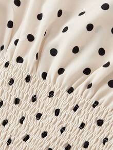 SHEIN MOD Women's Contrast Polka Dot Print Sleeveless Top And Shorts 2 Pieces Set, Valentine's Day Outfit, Spring/Summer, Date Outfit, Beach Outfit, Summer Vacation Outfits, Casual Women Outfits, Polka Dot, Going Out Set, Tea Party Outfit Women, Back To School, 90s Outfit, Party Outfits, Tea Party Outfit - Apricot - View 6