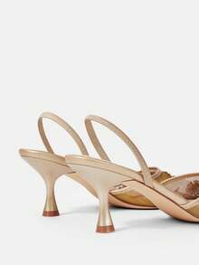 CUCCOO HITCHD Giày cao gót lưới màu sâm panh thêu ren mũi nhọn thanh lịch dành cho nữ, giày cô dâu cho buổi hẹn hò lãng mạn, đám cưới, tiệc tối - Vàng - Xem 12