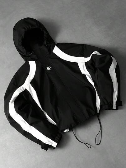 PAVTROS Black & White Contrast Splice Men's Jacket, The White And Black Fabrics Create A Striking Contrast, Giving The Jacket A Modern Sporty Vibe, Suitable For Casual Daily Wear, A Must-Have Item For Men Jackets Hoodie Mens Street Wear Zip Up Black And White Hoodie Black And White Jacket Mens Windbreaker Jacket Y2k Hoodie Men Men S Street Wear Zip Up Y2k Tracksuit Men