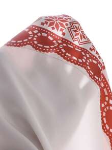 Trang phục truyền thống Ả Rập cho bé gái tuổi teen, váy tay loe in họa tiết hình học cổ điển kiểu Trung Đông, váy dài Ả Rập, áo Abaya tay dài cho bé gái Hồi giáo. - Màu be - Xem 11