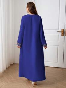Al Najma Vestido casual de talla grande con estampado retro de estilo árabe - Multicolor - Ver 2