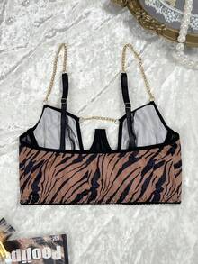 Bare Chapter Classic Sexy Zebra Print With Metal Chain Backless Bra For Women - Multicolor - View 7