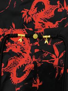 Elenzga Quần cỡ lớn thanh lịch in họa tiết tương phản màu sắc cho năm mới - Đỏ - Xem 2