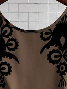 GlowEve Women's Summer Woven Sleeveless Round Neck Backless Tie-Up Floral Print Patchwork Ruffle Hem Short Dress, Random Print - Multicolor - View 3