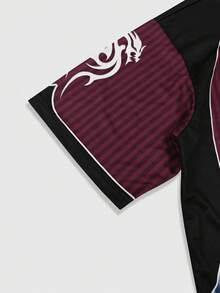 ROMWE MEN Prep Men's Simple Print Short Sleeve T-Shirt Polo Shirt - Multicolor - View 4