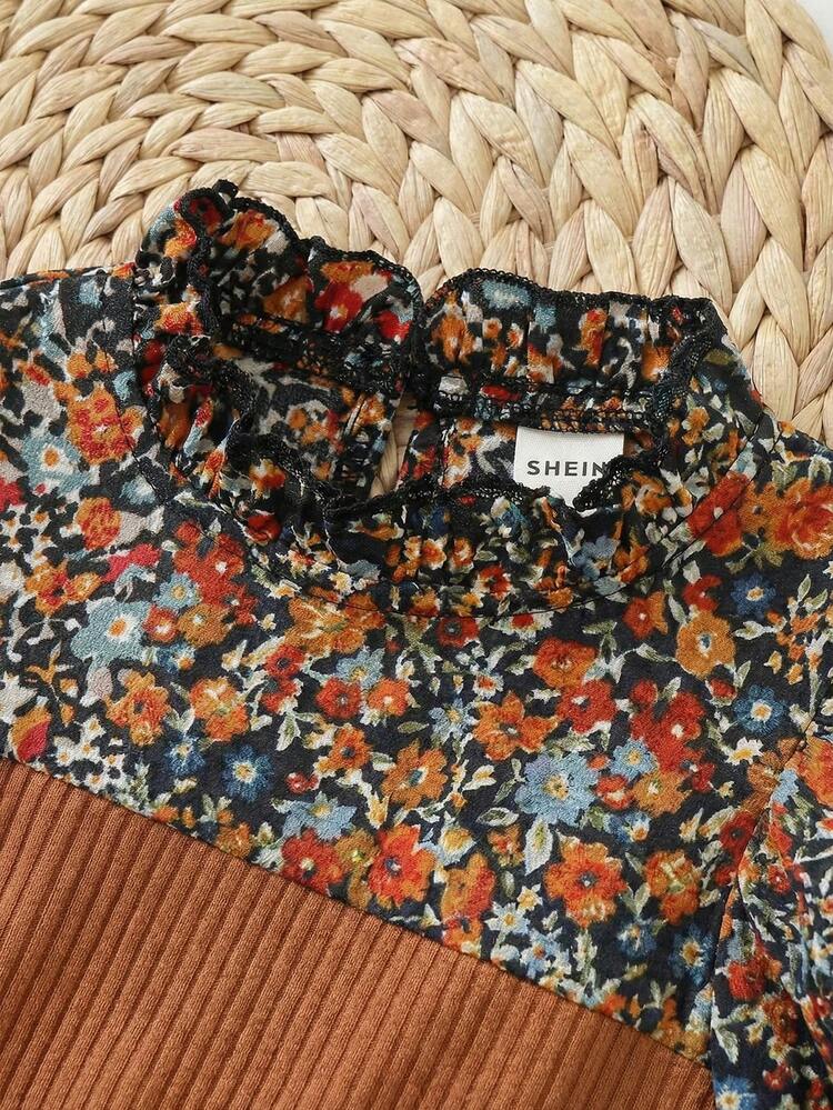 مجموعة بلوزة وبنطلون للبنات الرضع، البلوزة بياقة بيتر بان وأكمام منتفخة قصيرة، والبنطلون بقصة جرس، بطراز كاجوال رياضي عتيق، مناسب للارتداء اليومي في الصيف والخريف والمدرسة - متعدد الألوان - مشاهدة 3