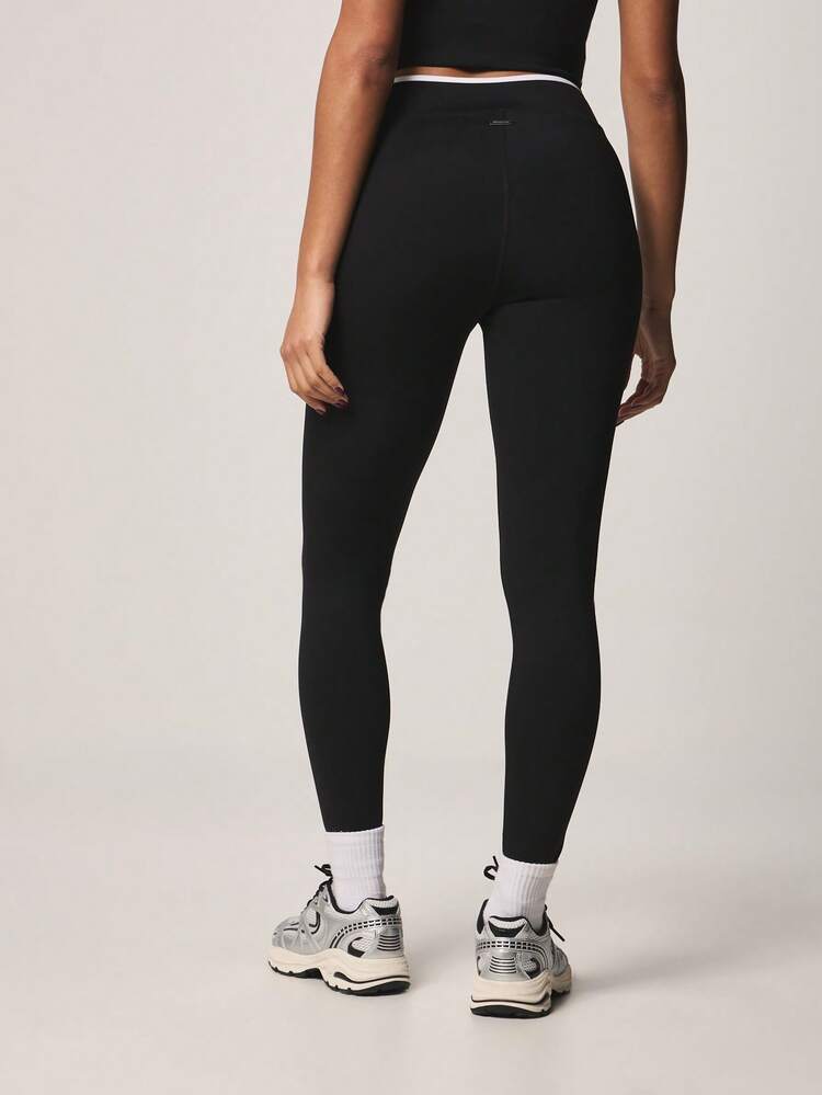 Missguided x Playboy High-Rise Cross-Front Waistband Leggings With Logo Print Athletic Training Pants