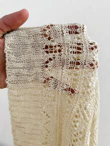 Sunspun 大码女式休闲波西米亚风镂空针织钩编图案开衫，正面椰子纽扣，宽松半袖设计，适合春、夏、秋季穿着，室内/室外皆宜，通勤穿着也合适，是馈赠亲友、度假的理想之选。 - 杏色 - 查看 7