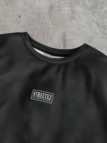 AXEPEAK Men's Loose Dropped Shoulder Knit Casual T-Shirt, Suitable For Everyday Wear - Black - View 3