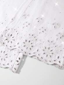 GlowEve Women's Fashionable Casual Mesh Embroidered Denim Jeans - White - View 5