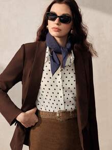 Zovinel Áo blazer mỏng, màu trơn, dáng ôm, có túi, thanh lịch, thích hợp cho công sở. - màu nâu - Xem 6