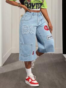 BamGleam Women's Casual Embroidered Denim Jeans - Light Wash - View 5