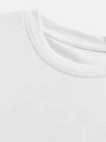 SHEIN Tween Boy Solid Color Crew Neck Short Sleeve T-Shirt And Distressed Zip-Up Denim Jeans Set - Black - View 5