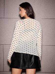 Maija 2026款加大码波点船领修身长袖T恤，适合初秋派对外出休闲穿着 - 彩色 - 查看 7