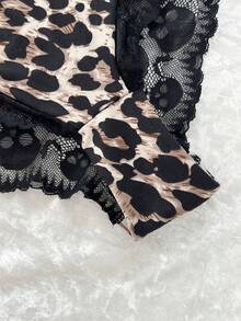 Fashionable Lace Patchwork Leopard Print Panties - Multicolor - View 9