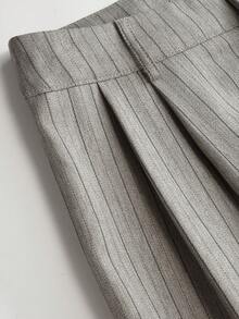 Franclia Women's Elegant Casual Commuter Striped Pants - Grey - View 3