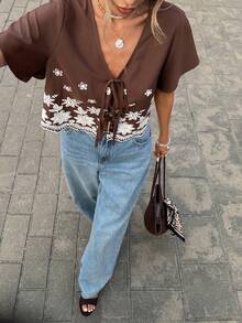 Serisse Áo sơ mi nữ màu nâu thêu hoa thắt nơ phía trước, thích hợp cho kỳ nghỉ, mùa hè, xuân/hè, màu nâu, áo nữ thanh lịch, áo màu nâu sôcôla, áo màu nâu cà phê, áo sơ mi nâu nữ, áo nữ mùa xuân đi chơi, áo nữ thường ngày, áo kiểu thường ngày cho nữ, áo đi chơi, áo mùa hè, áo nữ mùa xuân, áo mặc được cả bốn mùa, áo công sở thường ngày, phong cách Pháp, áo công sở thường ngày, thanh lịch, đi làm, tối giản, văn phòng, phong cách quý tộc, đơn giản, áo công sở thường ngày, áo đi nghỉ mát mùa hè. - màu nâu - Xem 7