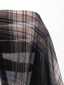 Dazy Kids 少女格子落肩长袖单排扣休闲宽松衬衫