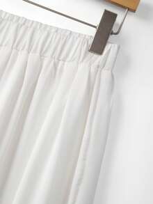 Franclia Pantalones de mujer con parches de satén minimalistas y ribete de encaje - Blanco - Ver 6