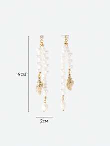 Opalesca Boucles d'oreilles pendantes pour femmes, tenues, vieux argent, perles, accessoires de mariage/mariée, style féerique/fée, perle, automne/hiver, pour maman/femme/fille/mère, élégant, premium, Saint-Valentin, cadeau