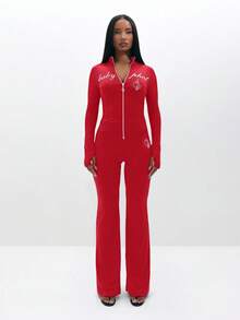 BABYPHAT Quần legging ống loe dáng suông, cạp cao, co giãn, in chữ viết tay, thích hợp mặc hàng ngày. - Đỏ - Xem 7
