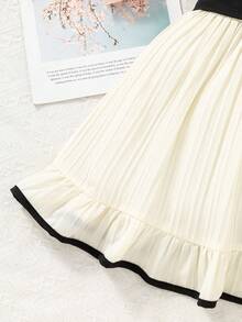 Souflis Souflis Vestido casual de niña con volantes en el bajo y cinturón, para verano - Albaricoque - Ver 7