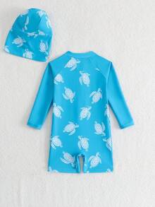 SHEIN 一套男童长袖泳衣，含泳帽，沙滩及水疗服 - 彩色 - 查看 2