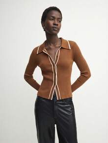 BizChic Elegante cárdigan casual de manga larga a rayas, versátil para usar en primavera/verano, adecuado para Pascua, Día de San Patricio, ir al trabajo, uso diario, estilo romántico retro de los 90, fiestas, playa, graduación, vacaciones, invitado de boda, brunch, aeropuerto y múltiples ocasiones - Marrón - Ver 5
