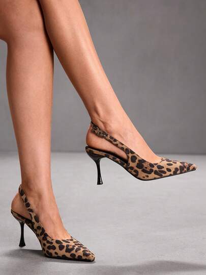 CUCCOO SZL 豹纹尖头时尚优雅通勤高跟鞋