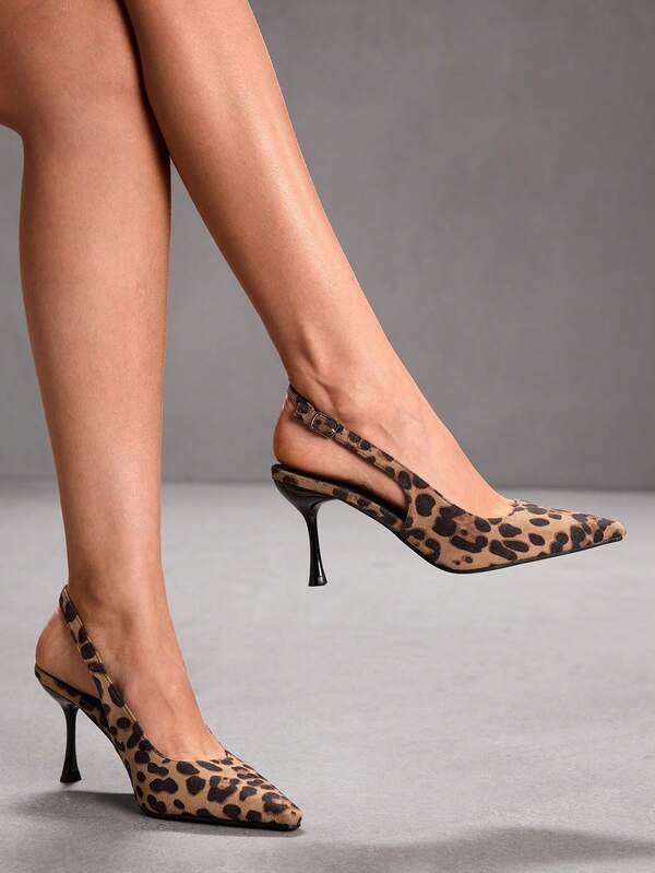 CUCCOO SZL 豹纹尖头时尚优雅通勤高跟鞋