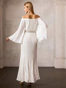 MOTF Soiréza WOMEN'S PLEATED COCKTAIL PARTY DRESS, SPRING/SUMMER - Beige - View 3