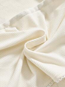 ROMWE Kawaii Women's Cute Retro Sweet Bear, Pony, Rabbit Print Lace Trim Bow Bandeau Top - Apricot - View 4