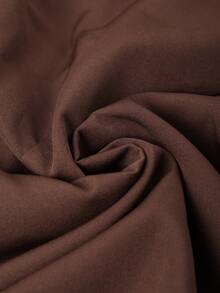 Franclia Classy Mocha Brown Plus Size Formal Dress With Boat Neck Long Puff Sleeves And Asymmetrical Hem Plain Woven Fabric - Mocha Brown - View 7