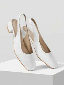 Mnmlis أحذية ماري جين، كعب سميك لون أحادي للنساء