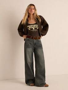 Easelle Camiseta de tirantes casual y versátil con estampado de eslogan y cerezas para mujer - Marrón - Ver 3